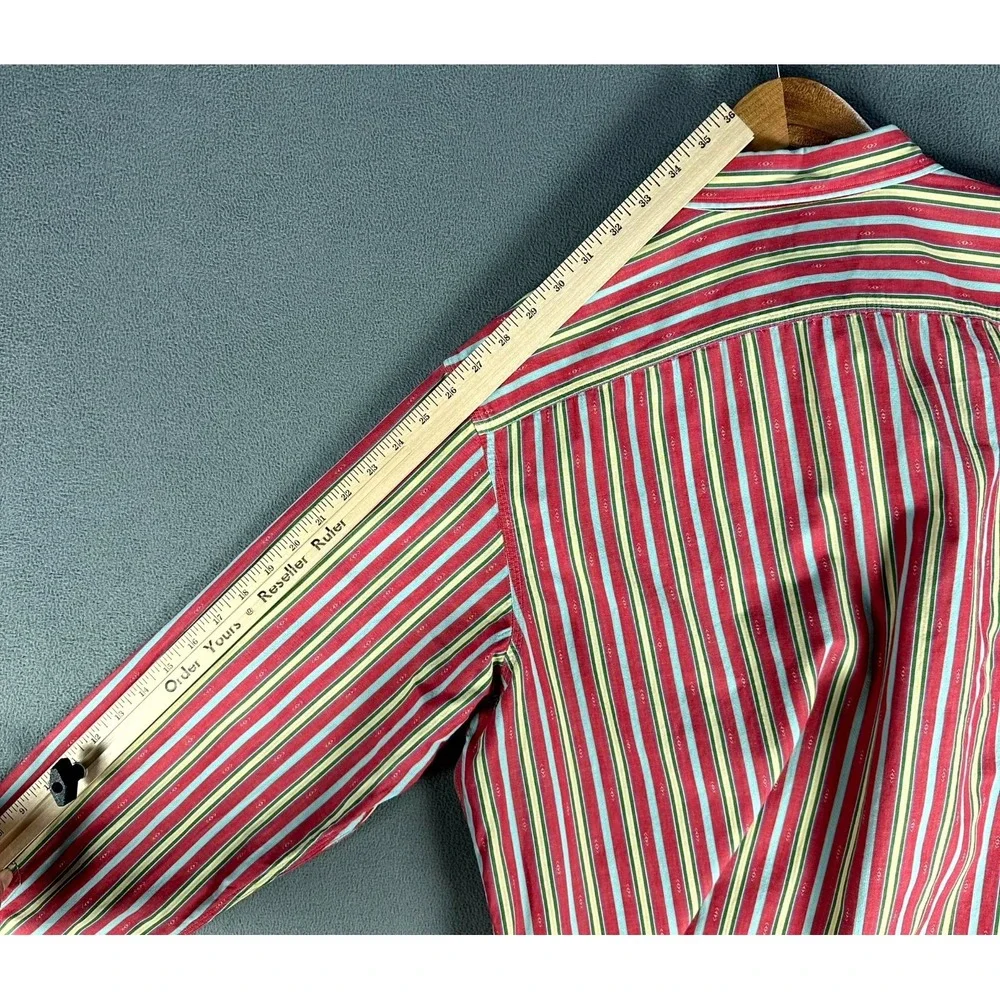 Polo Ralph Lauren Shirt XL Red Blue‎ Vertical Stripe Southwestern Double Pocket